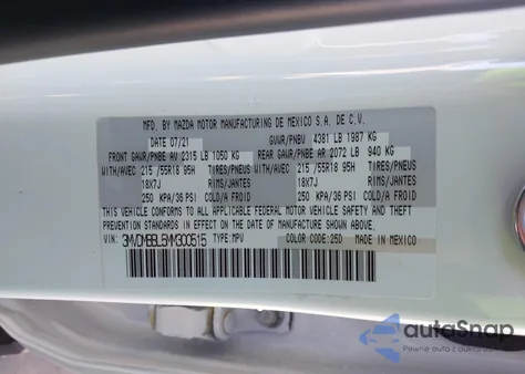 2021 Mazda Cx-30 Select from USA, damaged, VIN 3MVDMBBL5MM300515